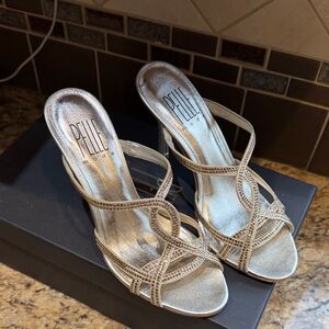 Pelle Moda Calen Platinum Gold Strappy Heels